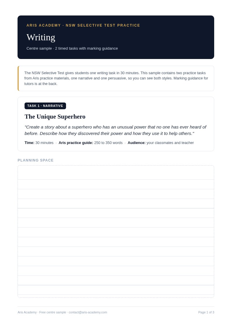 Writing sample paper preview